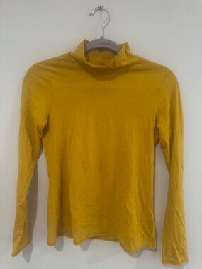 Anthropologie Mock Turtle neck long sleeve ultralight Gold Top Small
